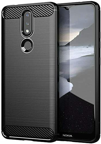 Image of NPRC Hybrid Ultra Slim Protective Case TPU Non-Slip Carbon Fiber Texture Shockproof Case Cover for Nokia 2.4 - Black