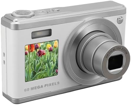 Cámara Ultra HD 4K de 60 MP con Enfoque Automático con Zoom óptico de 10x, Antivibración, Compacta y Portátil, Pantalla Dual, Película de unToque, Subpantalla HD para Selfies,