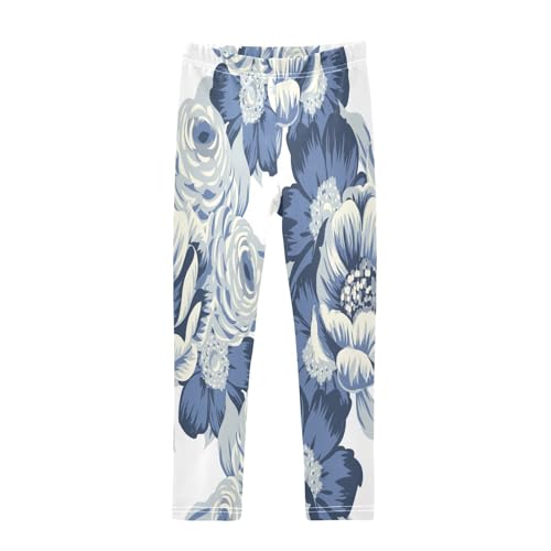 Bolaz Toddler Girls Leggings Printed Yoga Pants Leggings Blue Peony for Kids