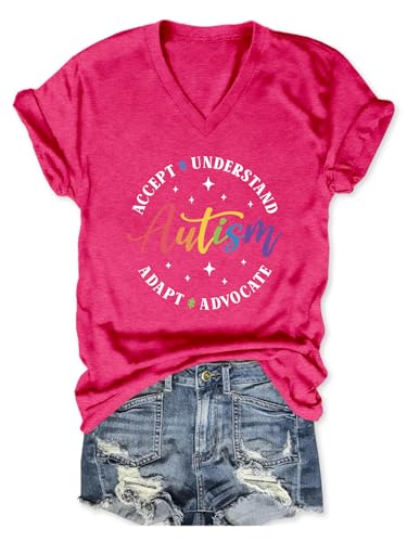YORAURT Autism Accept Understand Adapt Advocate Shirts for Women Graphic