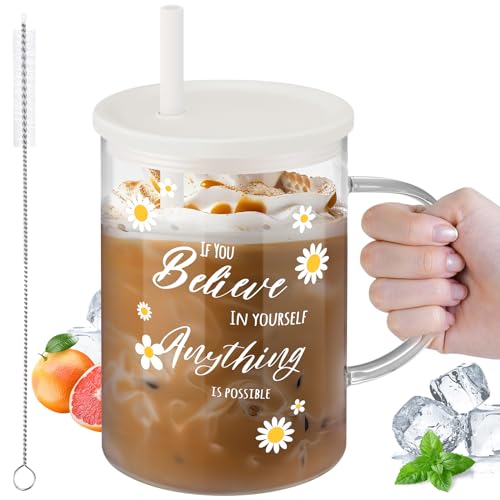 Tasse en verre avec couvercle NiHome pour boire plus d'eau - 2