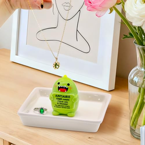 Image of Funny Gift for Aunt Mothers Day Aunt Gifts from Niece Nephew - Auntsaurus Ring Holder for Jewelry Rings Earrings Necklace Bracelets Organizer, Mothers Day Birthday Christmas Gift for Auntie