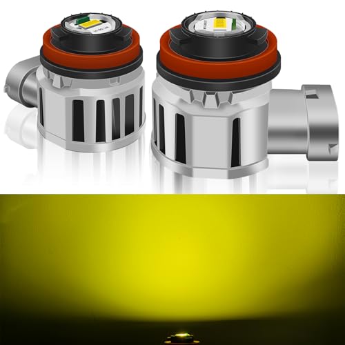 ZJGOONN H11 Fog Light Bulbs, 16000Lumens 3000K Amber Yellow Light, 600% Brightness,Mini Fog Lamps Replacement for Cars, Play and Plug (Pack of 2)