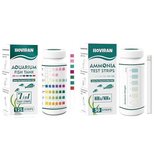 Image of Ammonia Test Strips and 7 Way Aquarium Test Strips, Fish Tank Test Strips for Freshwater Saltwater Pond, Water Testing Kit Aquarium