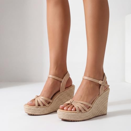 Image of VICKI.VICKI Wedges for Women Platform Sandals Wedge Heels for Sandals Comfortable Summer Espadrille Shoes Ankle Strap&Open Toe