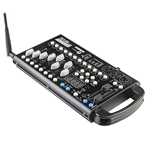 Drahtloser Dmx Controll Lichtmischpult Dmx Controller Eingebaute Batterie 192 Kanäle Dmx Konsole, Wireless Lichtmixer Dmx512 Controller Musikgesteuert Akku Lichtpult Dmx Pult Partylicht Dmx Controler