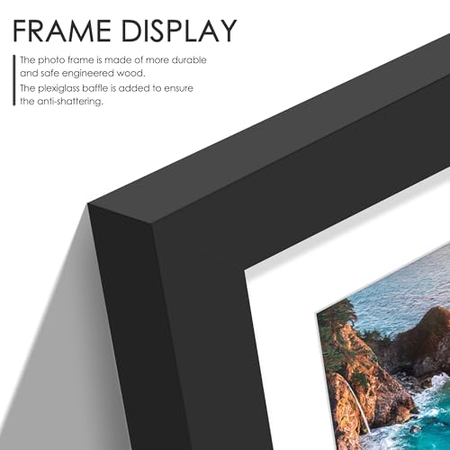 Image of DUENPY 8x14 Collage Picture Frame, 4x6 Collage Picture Frame Displays Three 4x6 inch Photos, or 8x14 (Without Mat) for Available Horizontal Wall Mounting Display and Vertical, Black.
