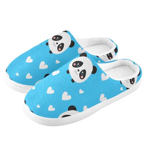 Cute Panda Heart Blue Mens Womens Slippers Cozy Memory Foam Slippers Slip On Warm House Shoes for Indoor Outdoor Size 16/17 23021384