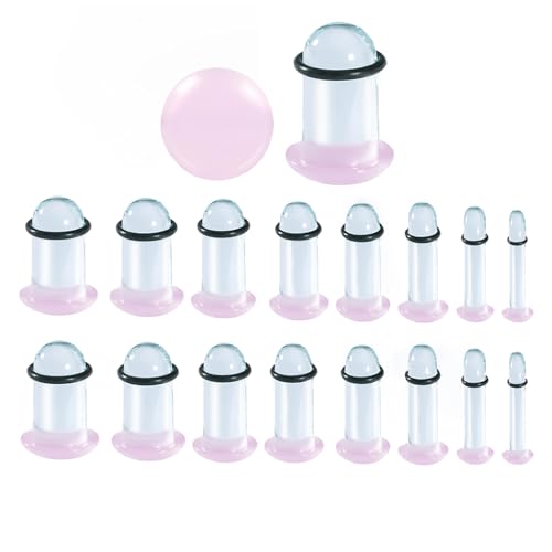 Vankula 16 PCS Glass Ear Gauges Stretching Kit Plugs Comfy Stretching Fashion Body Piercing Stretching Kit 1.6-6mm