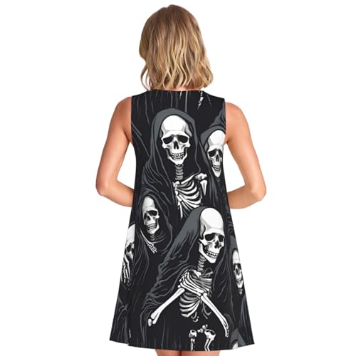 Robe d'été sans manches imprimé squelette pour plage et soirée décontractée - 2