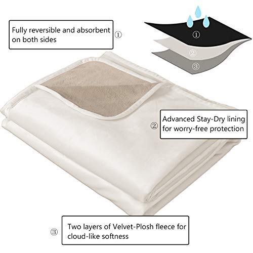 Ameritex Pet Bed Blanket Reversible 100% Waterproof Velvet Super Soft for Sofa and Bed (52x82 Inches, Cream+Beige) - Image 4