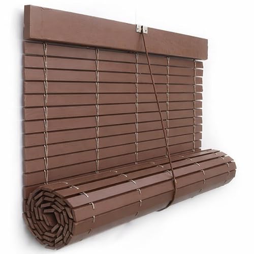 Persiana Alicantina Enrollable A Medida de Madera Color MARRÓN | Freno y Polea Metálicos | PERTONI TENDE (Ancho 100cm x 100cm Largo)