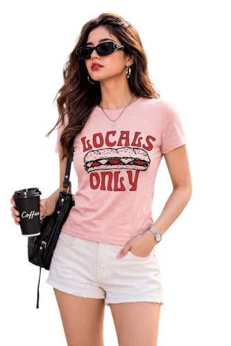 Image of Preneum Women's Graphic Printed T-Shirt, Round Neck Half Sleeve Casual Slim Fit Cotton Blend Tee, College, Office & Travel