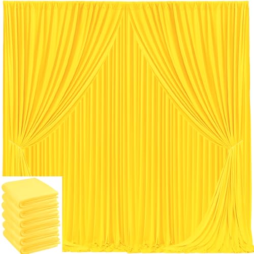 Image of 30x10ft Yellow Backdrop Curtain for Wedding Parties Wrinkle Free Fabric Yellow Drapes Backdrop Decoration for Baby Shower Birthday Photography Decoration 6 Panels, 5ft x 10ft