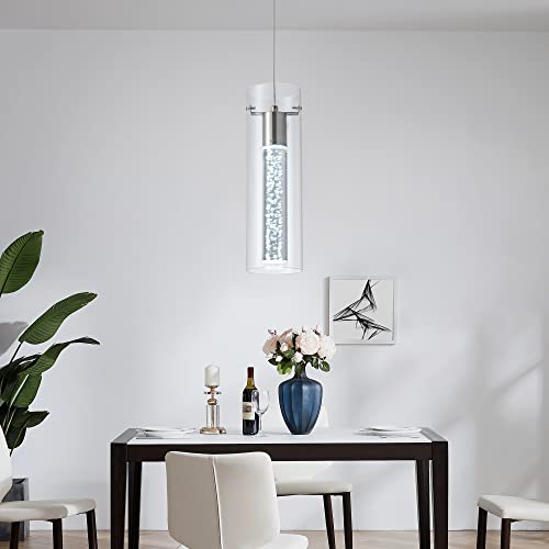 Image of 3-Pack Modern Pendant Lighting,Satin Nickel Light Chandelier,LED Bulb