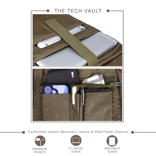 Image of F Gear Dune Dark Beige 18L Premium Canvas Laptop Backpack|Water-Resistant, Office & College Bag, 1 Compartment, 1 Pocket, Padded Laptop & Tablet Sleeves Fits Upto 17 Inch Laptop|Men & Women