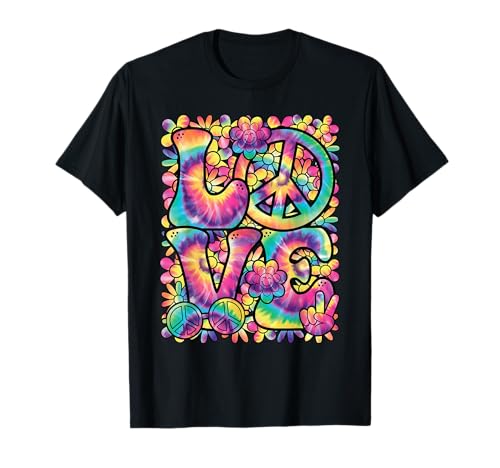 Love 60's 70's Party Outfit Groovy Hippie Peace Women Girls T-Shirt
