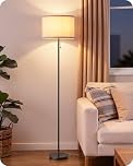 EDISHINE 57'' Modern Floor Lamp with Linen Shade, Tall Standing Lamp for Living Room, Bedroom, Office, Pull Chain Switch, Brushed Gold Pole, E27 Socket, 2700K LED Bulb Included
