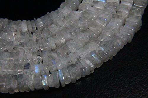 LKBEADS 40 cm pełny sznur naturalny tęczowy kamień księżycowy Heishi koraliki od 4 mm do 5 mm kwadratowy kształt biały kamień księżycowy kamień szlachetny koraliki sznur gładkie kamienie szlachetne