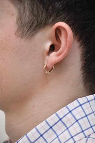 Image of 14K Gold Huggie Hoop Earrings, Genuine 14k Gold, 5mm Wide