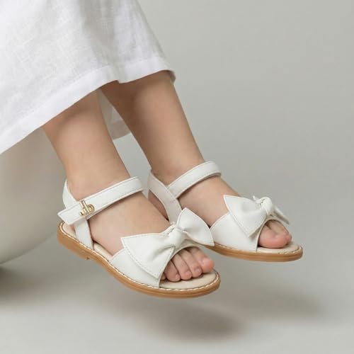 Image of THEE BRON Toddler Girls Sandals Wedding Flower Girl Dress Shoes Open Toe Flats
