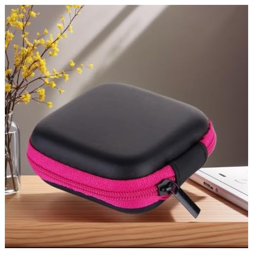 Lightweight Travel Earphone Case, Sleeve Storage Bag Digital Device Organizer, Fashion Accessories Organizer(Pink)