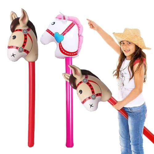 UILYNIU 2er-Pack aufblasbares Stabpferd, 37 Zoll, aufblasbarer Pony-Stab...
