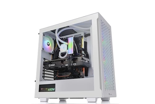 Gabinete para PC Thermaltake V350 TG ARGB Air Snow White, Torre Media ATX, Panel de Vidrio Templado de 4 mm, Incluye 4 Ventiladores, Color Blanco miniatura 1