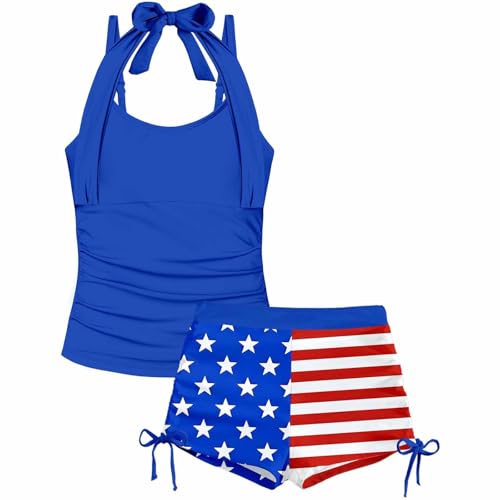 Bikini tankini para niña que evita rozaduras gracias a sus shorts cómodos con flores