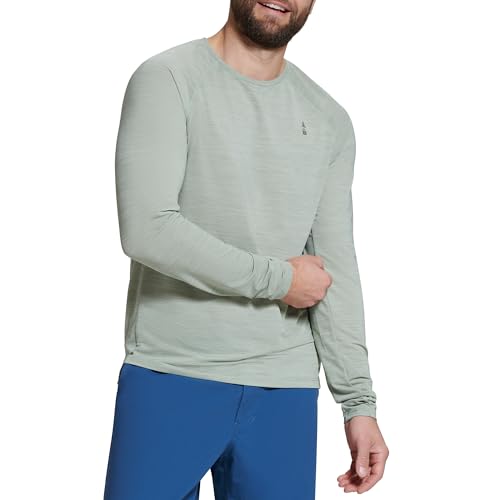 BASS OUTDOOR Men’s Lightweight Long-Sleeve Pullover – Easy-Care Crew Neck, Seagrass