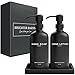 Black Glass Soap and Lotion Dispenser Set with Tray by Brighter Barns - Hand Soap Dispenser Bathroom Set & Stainless Steel Pump for Home - Modern Bathroom Accessories, Modern Decor (Black)