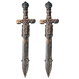 YOMENO 2 Pcs Pirate Sword Plastic Sword with Scabbard Fake Knife for Cosplay Costume Accessories Pirate Party Props Halloween Supplies 11.5 Inches (Bronze)