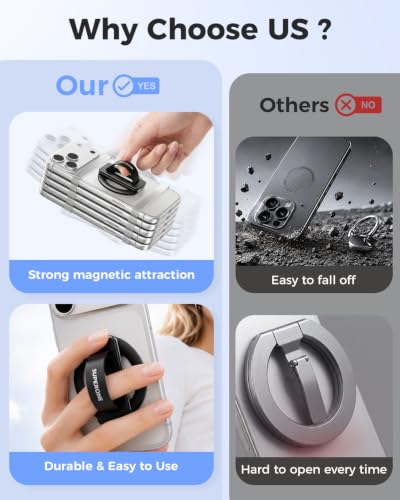 Image of SUPERONE for MagSafe Phone Grip, Soft Silicone Loop & Dual-Fold Kickstand