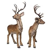 Kurt Adler 22 Inch Standing Brown Deer Tablepiece, 2 Piece Set