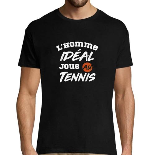 T-shirt homme l'homme idéal joue au tennis cadeau fête des pères
