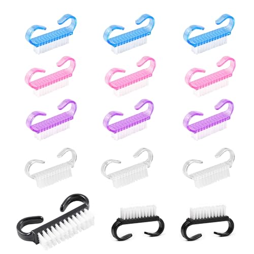 RHQFDM 15 Pezzi Spazzola per Unghie Spazzola per Lavare Le Mani in Plastica Spazzola per Unghie in Plastica per Pulire Le Fessure di Mani e Piedi (Cinque Colori)