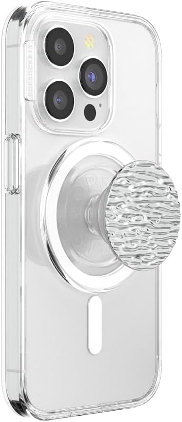 PopGrip Round for MagSafe - MagSafe Adapter Ring Included - Stand and Grip for Mobile Phones and Cases with Interchangeable Top - Fata Morgana Chrome