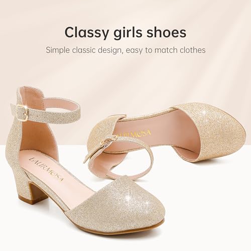 Image of LAURMOSA Girls Dress Shoes Closed Toe Pumps High Heels for Little Big Kid
