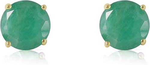 Miniatura 2 de Aretes de oro amarillo macizo de 14 quilates con esmeralda de 0.95 quilates "Spring Doesn't Fade