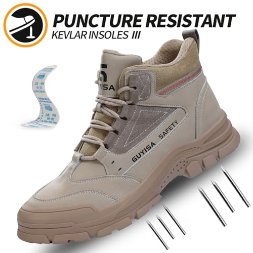 Steel Toe Boots for Men Indestructible Construction Steel Toe Work Shoes Breathable Lightweight High Top Safety Work Boots for Men.3