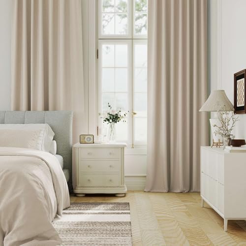 H.VERSAILTEX Blackout Curtains 90 Inch Length 2 Panels Set for Living Room Bedroom, Back Tab Pinch Pleated Thermal Insulated Room Darkening Light Blocking Curtains with Hooks, Fog by H.VERSAILTEX - Used condition - Image 2