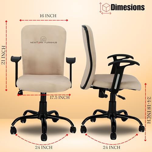 NEWTURN® Rainbow Premium Velvet Mid-Back Cushion revolving Work from Home/Office/Computer/Desk Chair(WFH) with Height Adjustment| 2 Yrs Parts Replc... - Image 3