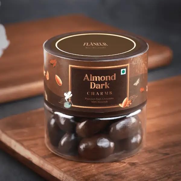 Image of Flaneur Almond Dark Charms, 120 gm | Roasted Whole Alomond Coated with Rich Dark Chocolate | Ideal for Gifting, Celebrations & Everyday Treats, by Haldiram