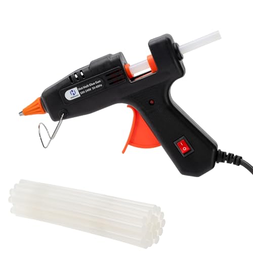 HEROASY Pistola Colla a Caldo Professionale 120W diametro colla 11 mm, con Interruttore Luminoso - Colore Nero, Resistente e Sicura