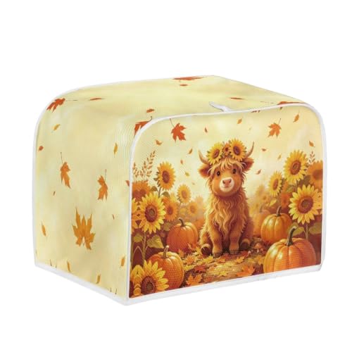 Image of Fall Highland Cattle 4 Slice Toaster Cover Thankisgiving Decor