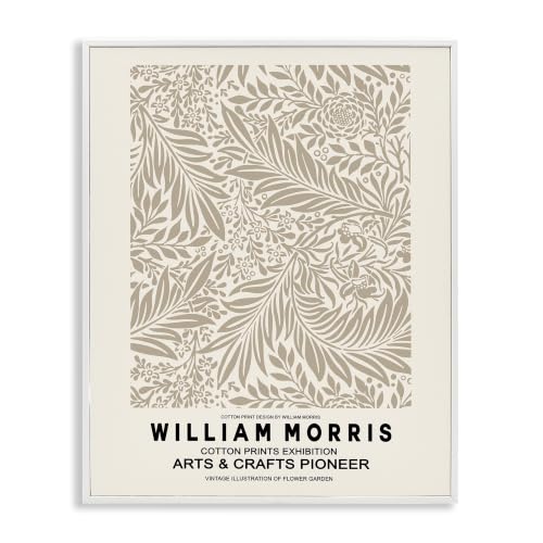 Stupell Industries Detailed Beige Botanical Leaves William Morris Text, Design by Ros Ruseva