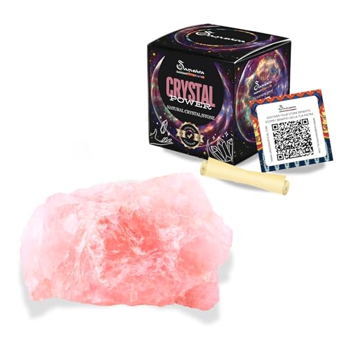 SAMSARA - Cuarzo Rosa | Piedra Bruta Natural con Caja de Regalo y Hoja Informativa | Cristaloterapia, Reiki | piedras naturales | Cristal Decoración