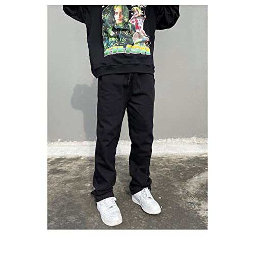 Gothic Letter Embroidered Jeans, Street Harajuku Printed Loose Hip-hop Straight Tube Men's Trousers4