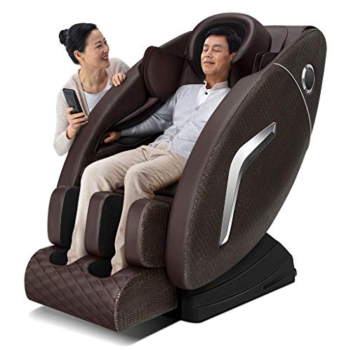 MU Chaise de Massage de Luxe Applique, Massage Complet de La Gravité de Gravité Avec Sl Double Piste, Mains Robot 3D, Étirement de Yoga, Haut-Parleur (Brown)