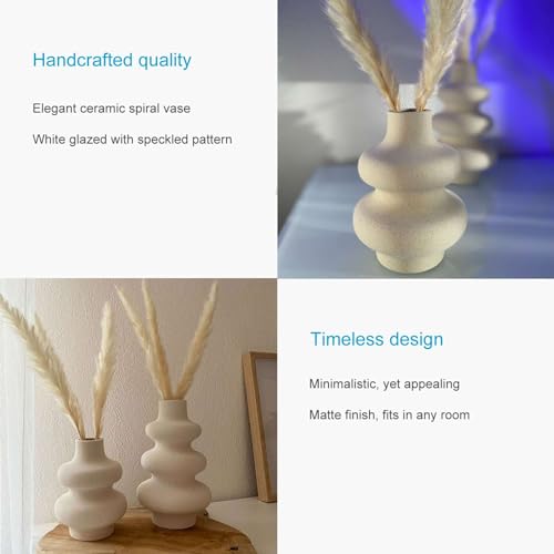 Vase céramique blanc stable pour herbe de pampa sans risque de chute
